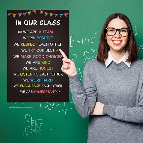 COCHIE Classroom Rules Poster for Classroom Decorations, Large 16"x24" Back to School Decor Class Rule Posters for Preschool Middle High School Kindergarten Elementary Teacher Must Haves (Black) in Saudi Arabia