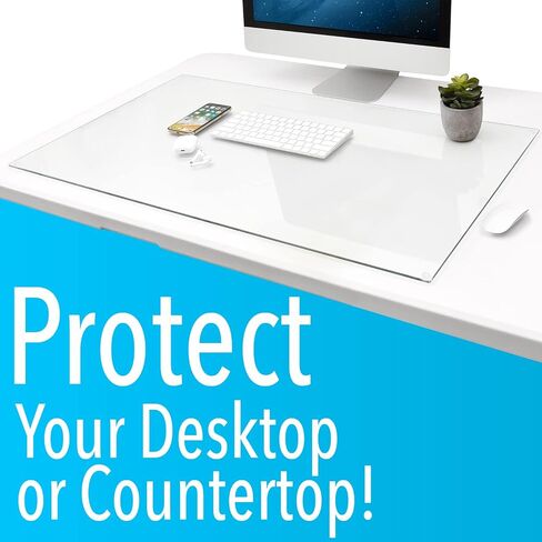 IMPRESA 19"x 24" Tempered Glass Desk Mat to Protect Your Desk - Sleek Glass Desk Pad for Your Keyboard or Computer Monitor - Clear Desk Mat for Desktop - Dry Erase Made with Sturdy Reinforced Glass in Saudi Arabia
