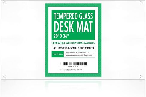 IMPRESA 19"x 24" Tempered Glass Desk Mat to Protect Your Desk - Sleek Glass Desk Pad for Your Keyboard or Computer Monitor - Clear Desk Mat for Desktop - Dry Erase Made with Sturdy Reinforced Glass in Saudi Arabia