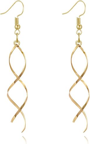 Spiral Threader Earrings for Women Girls Handmade Trendy Hypoallergenic Sterling Silver Twisted Curved Dangle Drop Earrings Birthday Party Gifts in Saudi Arabia