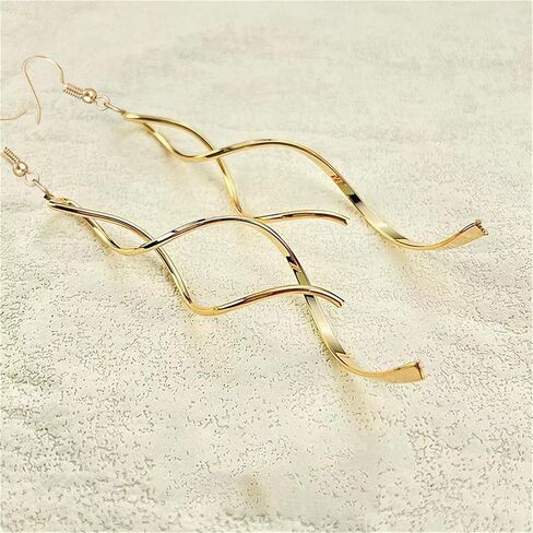 Spiral Threader Earrings for Women Girls Handmade Trendy Hypoallergenic Sterling Silver Twisted Curved Dangle Drop Earrings Birthday Party Gifts in Saudi Arabia