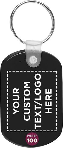 خصم العلامة العلامة سلاسل المفاتيح البلاستيكية اللينة - 50 حزمة - نص قابل للتخصيص ، شعار - سلسلة علامة مفتاح صغيرة للبقاء منظمة - مفتاح مفتاح المطاط - الأسود in Kuwait