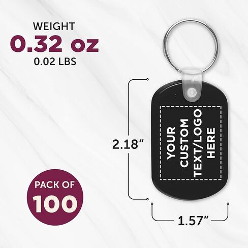 خصم العلامة العلامة سلاسل المفاتيح البلاستيكية اللينة - 50 حزمة - نص قابل للتخصيص ، شعار - سلسلة علامة مفتاح صغيرة للبقاء منظمة - مفتاح مفتاح المطاط - الأسود in Kuwait