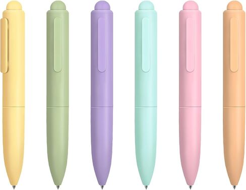 Proper Point ، Mini Mini Mini Macaron Retractable Ballpoint Pen Set - 6 Pack | حبر أسود نقطة متوسطة ، تجفيف سريع ، محمول ، كتابة مريحة | أدلة اليومية للكتاب المقدس (المعكرون الصلب) in Kuwait