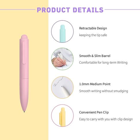 Proper Point ، Mini Mini Mini Macaron Retractable Ballpoint Pen Set - 6 Pack | حبر أسود نقطة متوسطة ، تجفيف سريع ، محمول ، كتابة مريحة | أدلة اليومية للكتاب المقدس (المعكرون الصلب) in Kuwait