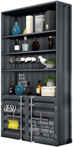 Bookshelf Retro Container Industrial Wind Commercial Floor Display Cabinet Wine Rack Rack Multi-Layer Display Cabinet Shelf Bookshelves(F) in Kuwait