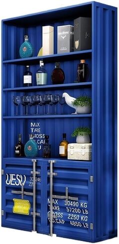 Bookshelf Retro Container Industrial Wind Commercial Floor Display Cabinet Wine Rack Rack Multi-Layer Display Cabinet Shelf Bookshelves(F) in Kuwait