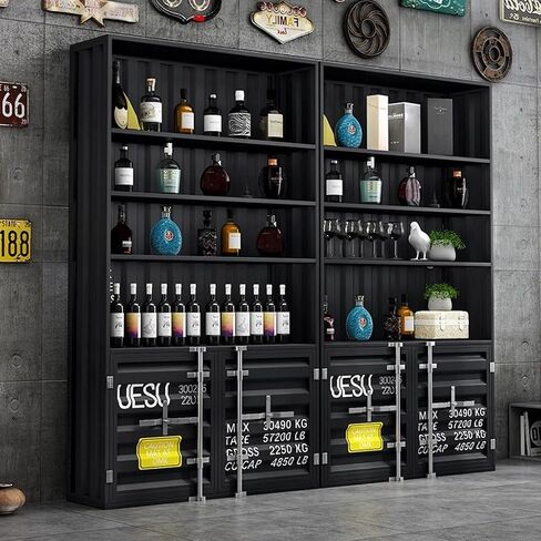 Bookshelf Retro Container Industrial Wind Commercial Floor Display Cabinet Wine Rack Rack Multi-Layer Display Cabinet Shelf Bookshelves(F) in Kuwait