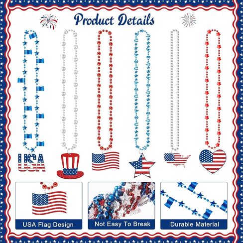 118 PCS 4th July Beads Netclaces and Pendants Prestic Present in Saudi Arabia