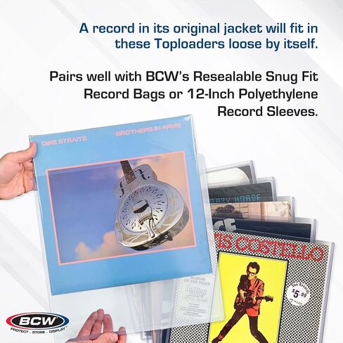 BCW Vinyl Record Album Topload Holder - 5 Pack | Snug Fit, Protective Storage Case for Vinyl Records | 9MM Slot Depth | Record Storage Accessories | Rigid Plastic Vinyl Record Holders in Saudi Arabia