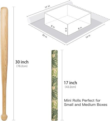 RUSPEPA Tropical Monstera Leaf Wrapping Paper Roll, Mini Roll, Green Jungle Leaf Design Kraft Gift Wrap for Birthday, Beach Party, Summer, Wedding, Nature-Themed Gifts, 17 Inches x 16.4 Feet in Saudi Arabia