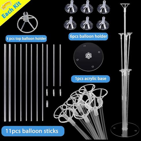 8 Pack Balloon Stand Kits, Balloon Sticks Holder with Base for Table Baby Shower Gender Reveal Graduation Birthday Wedding Anniversary Party Decorations in Saudi Arabia