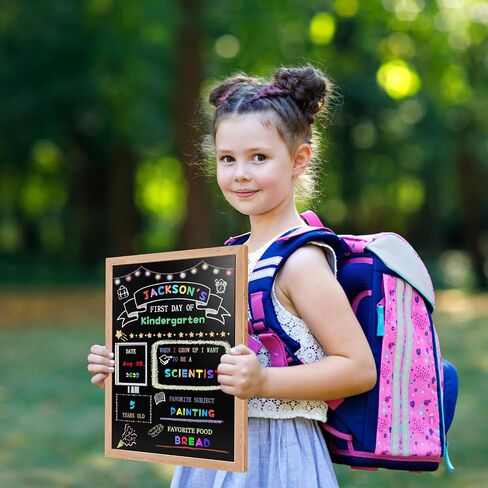 Stondino First Day of School Sign-16"x12"Wooden First and Last Day of School Board Double Sided Chalkboard with 8 Liquid Chalk Markers, Reusable Back to Schools Sign for Kindergarten Preschool in Kuwait