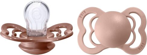 BIBS Supreme Baby Pacifier 2-Pack | Made in Denmark | BPA Free Dummy Soother, Symmetrical Nipple. Silicone, Size 1 (0-6 Months), Haze / Blossom in Saudi Arabia
