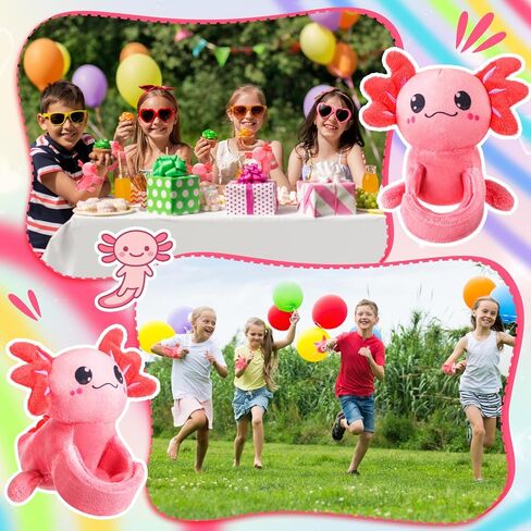 8 Pcs 9 Inch Axolotl Stuffed Animal Slap Bracelets Bulk Axolotl Plush Animal Wrist Cute Snap Bracelets in Bulk for Birthday Gifts Party Favors(Pink) in Saudi Arabia