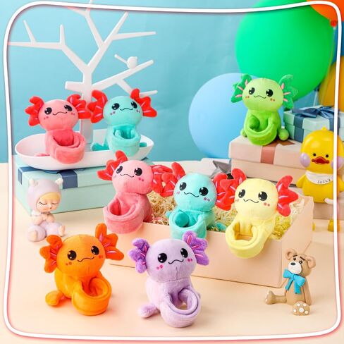 8 Pcs 9 Inch Axolotl Stuffed Animal Slap Bracelets Bulk Axolotl Plush Animal Wrist Cute Snap Bracelets in Bulk for Birthday Gifts Party Favors(Pink) in Saudi Arabia