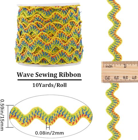 GORGECRAFT 1 Roll 10Yds Sandy Brown RIC Rac Trim Ribbon Wave Sewing Bending Fringe Trim 5/8 inch Wide Braids Cords Embellishments for Flower Making Wedding Party Lace Ribbon Craft Pillow in Saudi Arabia