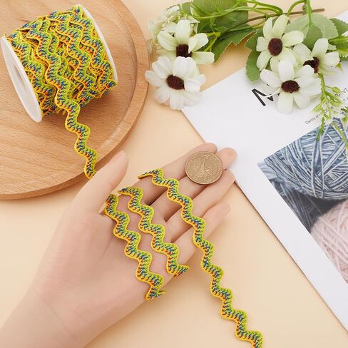 GORGECRAFT 1 Roll 10Yds Sandy Brown RIC Rac Trim Ribbon Wave Sewing Bending Fringe Trim 5/8 inch Wide Braids Cords Embellishments for Flower Making Wedding Party Lace Ribbon Craft Pillow in Saudi Arabia
