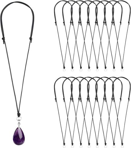 16pcs Handmade Craft Choker Necklace Cord for Pendant Adjustable Knotted with Metal Ring for Hanging Pendants, Black Necklace Cord in Kuwait