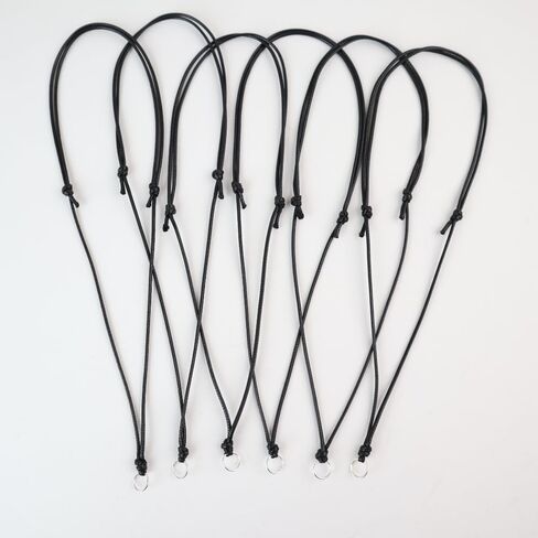 16pcs Handmade Craft Choker Necklace Cord for Pendant Adjustable Knotted with Metal Ring for Hanging Pendants, Black Necklace Cord in Kuwait