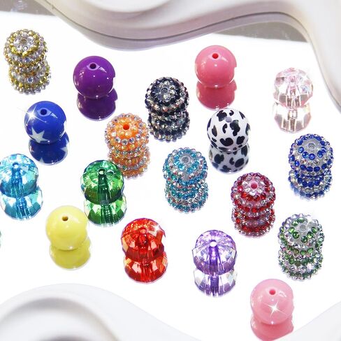 100 Pcs 20mm Beads for Pens Rhinestone Beads Bubblegum Beads Mixed Crystal Acrylic Round Chunky Beads Sparkly Large Beads for Pens Beadable Bracelet Necklace DIY Craft Pen Jewelry Making Supplies in Kuwait