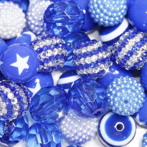 100 Pcs 20mm Beads for Pens Rhinestone Beads Bubblegum Beads Mixed Crystal Acrylic Round Chunky Beads Sparkly Large Beads for Pens Beadable Bracelet Necklace DIY Craft Pen Jewelry Making Supplies in Kuwait