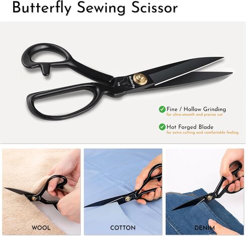 Butterfly Ultra Sharp Professional Fabric Scissors for Sewing - 10" High Carbon Steel Heavy Duty Tailor Shears with Ergonomic Grip for Craft Cutting, Textile, Quilting, Dressmaking, Home & Office Use in Saudi Arabia