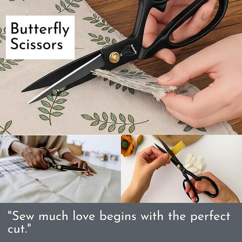 Butterfly Ultra Sharp Professional Fabric Scissors for Sewing - 10" High Carbon Steel Heavy Duty Tailor Shears with Ergonomic Grip for Craft Cutting, Textile, Quilting, Dressmaking, Home & Office Use in Saudi Arabia