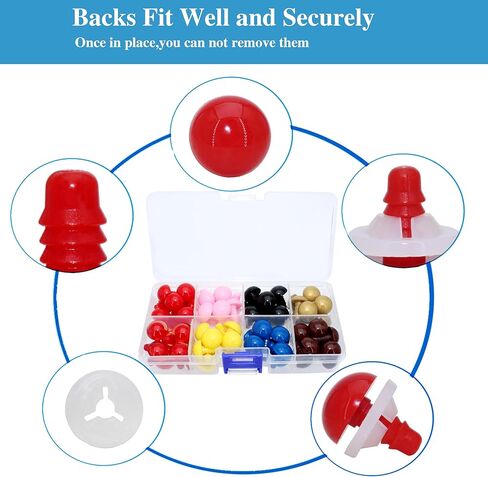 BESTCYC 1Box(112pcs) 10mm Plastic Safety Eyes, 8Colors Threaded Locked Design Craft Eyes with Washers for DIY Making and Repair Making of Amigurumi Stuffed Animal,Doll,Toy, Crochet, Supplies in Kuwait