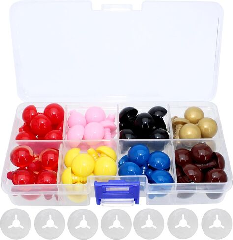 BESTCYC 1Box(112pcs) 10mm Plastic Safety Eyes, 8Colors Threaded Locked Design Craft Eyes with Washers for DIY Making and Repair Making of Amigurumi Stuffed Animal,Doll,Toy, Crochet, Supplies in Kuwait
