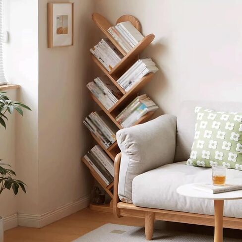 Bookshelf Solid Wood Bookshelf Floor-Standing Tree-Shaped Storage Rack Corner Storage Rack Home Multi-Layer Creative Bookcase Bookshelves in Saudi Arabia