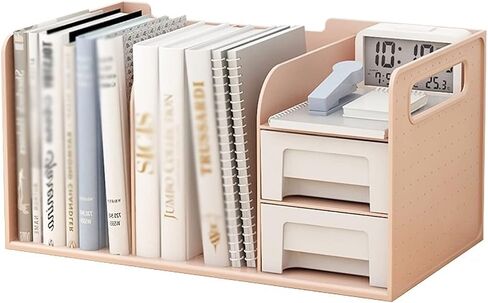Bookshelf Desktop Bookshelf Storage Rack with 2 Drawers Office Storage Rack Two Layers Thickened to Accommodate Multiple Books Bookshelves(B) in Kuwait