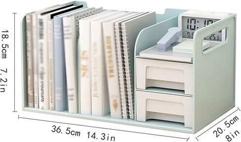 Bookshelf Desktop Bookshelf Storage Rack with 2 Drawers Office Storage Rack Two Layers Thickened to Accommodate Multiple Books Bookshelves(B) in Kuwait