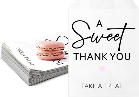 100 Pcs Wedding Cookie Bags 5 x 7 Inch Candy Buffet Party Favor Paper Bags a Sweet Thank You Take a Treat Cookie Supplies for Guest Decorating Pastry Bridal Shower(White,Wedding) in Saudi Arabia