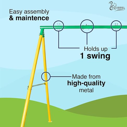 إطار مجموعة أرجوحة شديدة التحمل وأجهزة تجميع، معدات ملاعب خارجية للأطفال، حامل أرجوحة معدني آمن ومتين - أخضر وأصفر in Kuwait
