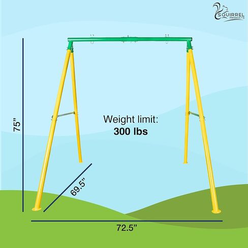إطار مجموعة أرجوحة شديدة التحمل وأجهزة تجميع، معدات ملاعب خارجية للأطفال، حامل أرجوحة معدني آمن ومتين - أخضر وأصفر in Kuwait