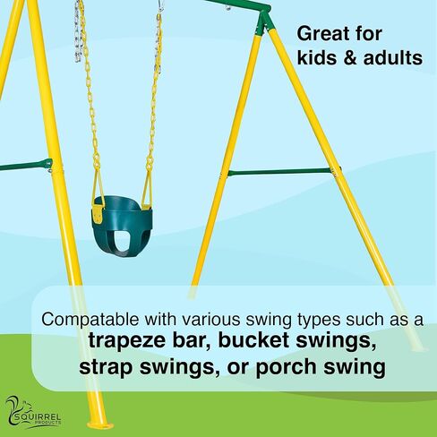 إطار مجموعة أرجوحة شديدة التحمل وأجهزة تجميع، معدات ملاعب خارجية للأطفال، حامل أرجوحة معدني آمن ومتين - أخضر وأصفر in Kuwait