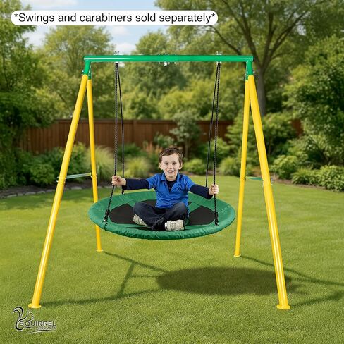 إطار مجموعة أرجوحة شديدة التحمل وأجهزة تجميع، معدات ملاعب خارجية للأطفال، حامل أرجوحة معدني آمن ومتين - أخضر وأصفر in Kuwait