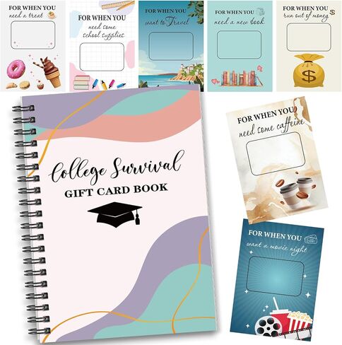 Zhanmai College Gift Card Book 7 x 5 Inch College Survival Book Gift Booklet to Hold Gift Cards Organizer University Gifts Leaving Home High School Birthday Care Package Cash Card Holder(Pastel) in Saudi Arabia