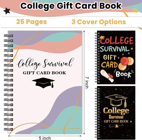Zhanmai College Gift Card Book 7 x 5 Inch College Survival Book Gift Booklet to Hold Gift Cards Organizer University Gifts Leaving Home High School Birthday Care Package Cash Card Holder(Pastel) in Saudi Arabia