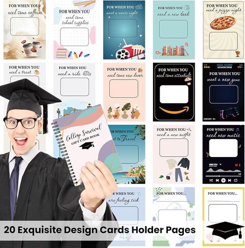 Zhanmai College Gift Card Book 7 x 5 Inch College Survival Book Gift Booklet to Hold Gift Cards Organizer University Gifts Leaving Home High School Birthday Care Package Cash Card Holder(Pastel) in Saudi Arabia