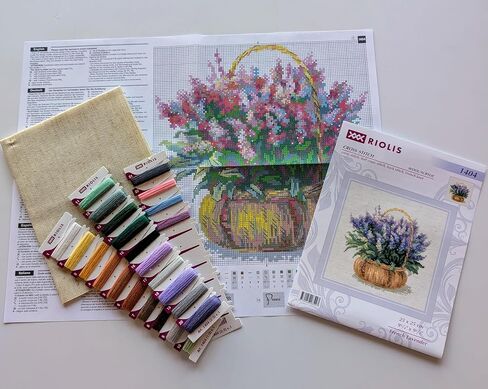 RIOLIS 1404 - French Lavender - Counted Cross Stitch Kit 9¾" x 9¾" Zweigart 14 ct. Flaxen AIDA 24 Colors in Saudi Arabia