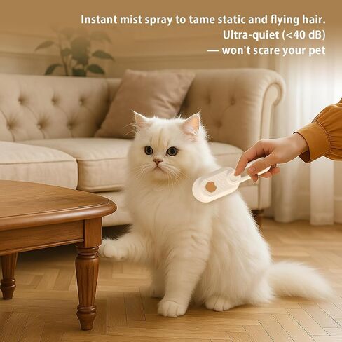 ZTJ Steam Brush for Dogs and Cats-3-in-1 Pet Gooting Tool للتنظيف والانفصال والتدليك-البخار النانوي ، وماسك الشعر ، ومقبض 360 درجة (أبيض) in Saudi Arabia