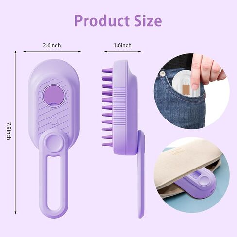 ZTJ Steam Brush for Dogs and Cats-3-in-1 Pet Gooting Tool للتنظيف والانفصال والتدليك-البخار النانوي ، وماسك الشعر ، ومقبض 360 درجة (أبيض) in Saudi Arabia