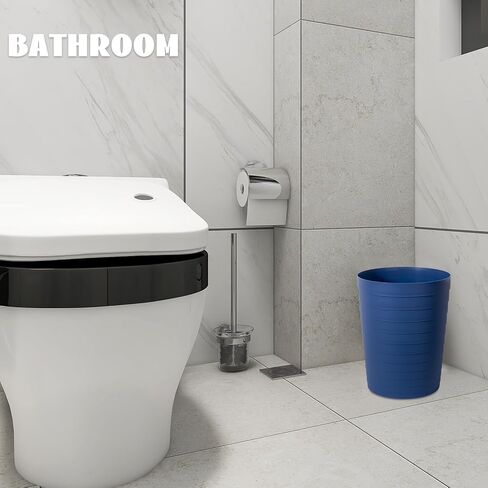 UUJOLY Small Bathroom Trash Can Wastebasket, Plastic Garbage Bin Container Basket for Bathrooms, Laundry Room, Kitchens, Offices, Kids Rooms, Dorms, White, 1.8 Gallon in Saudi Arabia