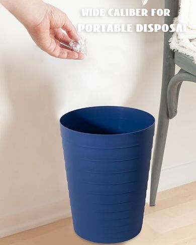 UUJOLY Small Bathroom Trash Can Wastebasket, Plastic Garbage Bin Container Basket for Bathrooms, Laundry Room, Kitchens, Offices, Kids Rooms, Dorms, White, 1.8 Gallon in Saudi Arabia