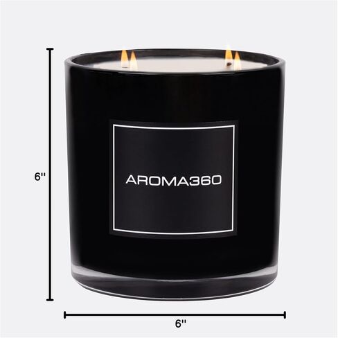 Aroma360 Escapade Scented Candle | Infused with Essential Oils of Lemon, Ocean, Bergamot & Fragrant Jasmine | 300-Hour Burn Time | Soy Candles | Enhance Home Decor & Ambiance | 55 oz Candle in Saudi Arabia