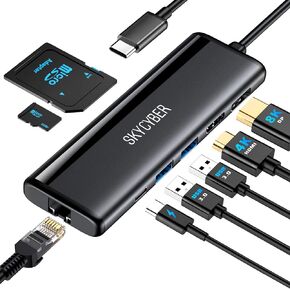 USB C Laptop Docking Station for Dual 4K Monitors or Single 8K Output, 8 in 1 USB C Hub with HDMI PD, Ethernet, SD/TF, 2 USB Port, 100W PD, USB Dock Multiport Adapter for MacBook/Dell/HP/Lenovo Laptop in Saudi Arabia
