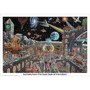 Buyartforless POSTER Echoes from The Dark Side of The Moon 50 Pink Floyd Songs by Tom Masse 32x22 Music Art Print Poster Rock and Roll Man Cave