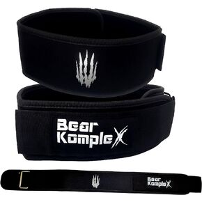 Bear KompleX 4" Straight Weightlifting Belt for at-Home Powerlifting, Squats, Weight Training and More. Low Profile with Super Firm Back for Maximum Stability & Exceptional Comfort